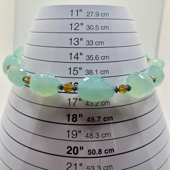 Aqua Tourmaline Faceted Natural Stone Necklace Artisan Toggle - Picture 8 of 8